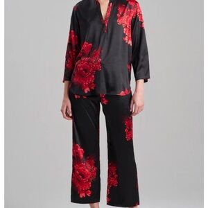 Natori Black and Red Arya Satin PJ PSet